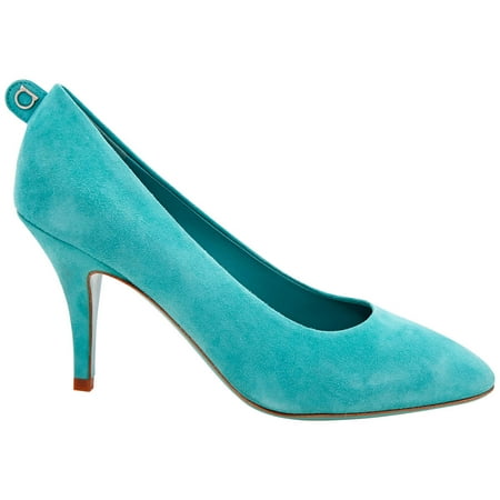 Salvatore Ferragamo Ladies Blue Suede Gancini Pumps Brand Size 7.5 D