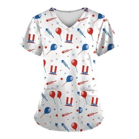 Sksloeg Women s Scrubs 4th Of July American Flag Star Pattern Scrub Nurse Top Shirts Short Sleeve Working Tops Workwear Comfy Shirt Blouses Clothing Sky Blue M
Sksloeg Women s Scrubs 4th Of July American Flag Star Pattern Scrub Nurse Top Shirts Short Sleeve Working Tops Workwear Comfy Shirt Blouses Clothing Sky Blue M