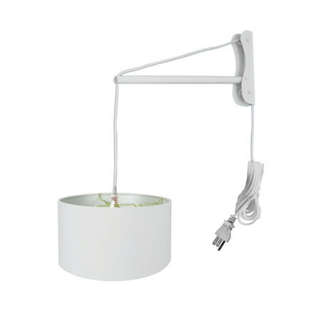 MAST Plug-In Wall Mount Pendant 2 Light White Cord/Arm with Diffuser White Linen Shade 18x18x10
MAST Plug-In Wall Mount Pendant 2 Light White Cord/Arm with Diffuser White Linen Shade 18x18x10