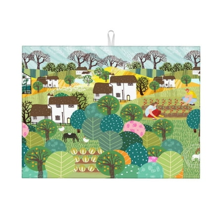 Dish Drying Mat Garden Farm Absorbent Microfiber Kitchen Mat Heat Resistant Drying Mat Kitchen Counter for Dishes Utensils Pots Pans Drainer Mats 18x24in
Dish Drying Mat Garden Farm Absorbent Microfiber Kitchen Mat Heat Resistant Drying Mat Kitchen Counter for Dishes Utensils Pots Pans Drainer Mats 18x24in