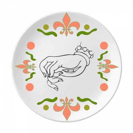 Culture Hand Eye Line Drawing Pattern Flower Ceramics Plate Tableware Dinner Dish