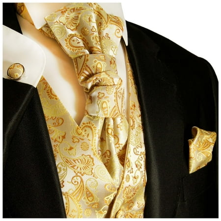 Gold Paisley Tuxedo Vest Set by Paul Malone