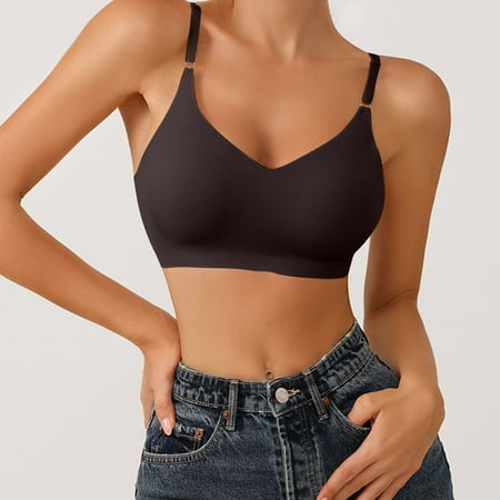 Yuelianxi Womens Comfort Lightly Lined Seamless Wireless Triangle Bralette Bra