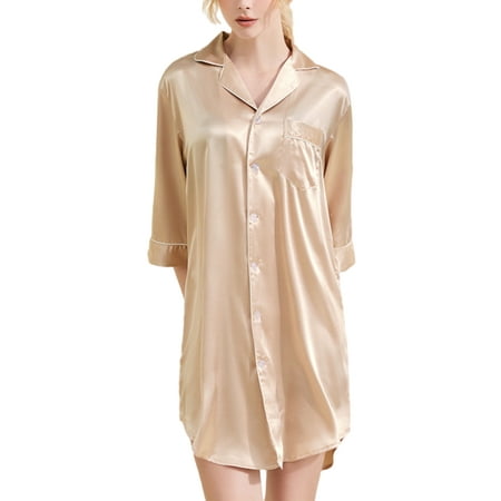 Abtel Women Sleep Dress 3/4 Sleeve Shirt Nightgowns Silk Night Gowns Ladies Baggy Summer Sleepwear Champagne M
Abtel Women Sleep Dress 3/4 Sleeve Shirt Nightgowns Silk Night Gowns Ladies Baggy Summer Sleepwear Champagne M