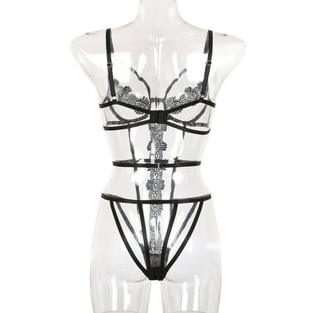 Lingerie Jumpsuit Sexy Hollow Flower Lace Bodysuit Erotic Bandage