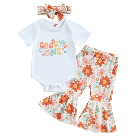 Toddler Baby Girl Birthday Outfit Groovy One/Two Groovy Romper Shirts Flower Bell Bottoms Headband Boho Clothes 6M 18M
Toddler Baby Girl Birthday Outfit Groovy One/Two Groovy Romper Shirts Flower Bell Bottoms Headband Boho Clothes 6M 18M