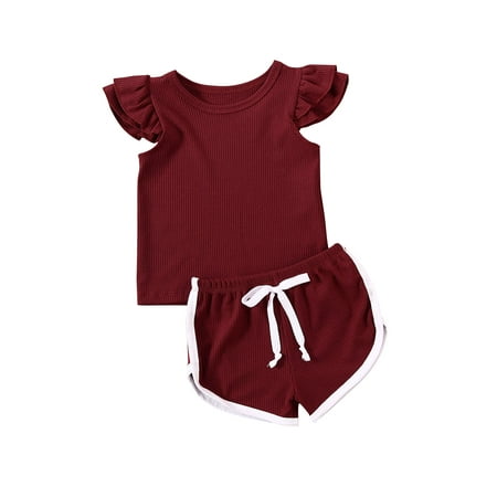IZhansean 2PCS Toddler Kids Baby Girls Clothes T-shirt Tops Pants Shorts Summer Outfits Wine Red 18-24 Months
IZhansean 2PCS Toddler Kids Baby Girls Clothes T-shirt Tops Pants Shorts Summer Outfits Wine Red 18-24 Months