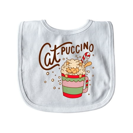 Inktastic Christmas Cat-Puccino in Coffee Mug with Candy Cane Gift Baby Boy or Baby Girl Bib