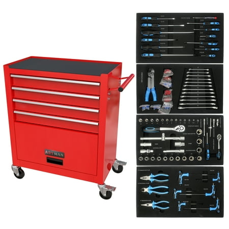 4-Drawer Tool Chest with 238 Pieces of Mechanics Tool Kit Rolling Tool Storage Cabinet for Auto Mechanics (Red)
4-Drawer Tool Chest with 238 Pieces of Mechanics Tool Kit Rolling Tool Storage Cabinet for Auto Mechanics (Red)