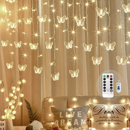 FNNMNNR Butterfly Curtain Fairy Light USB Plug 8 Modes 120 LED 14.7 Feet Firefly Flash Timer Light With Remote Control Waterproof Copper Wire (Warm White)
FNNMNNR Butterfly Curtain Fairy Light USB Plug 8 Modes 120 LED 14.7 Feet Firefly Flash Timer Light With Remote Control Waterproof Copper Wire (Warm White)