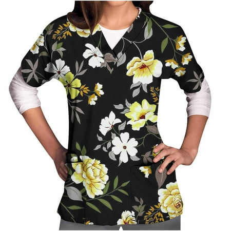 Scrubs Tops for Women Oversized Casual Floral Print V Neck Short Sleeve Nurse Working Uniforms with Pockets
Scrubs Tops for Women Oversized Casual Floral Print V Neck Short Sleeve Nurse Working Uniforms with Pockets