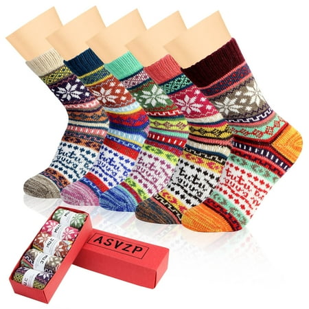 ASVZP 5 Pairs Womens Wool Socks Vintage Thick Knit Winter Warm Socks for Women Gifts
ASVZP 5 Pairs Womens Wool Socks Vintage Thick Knit Winter Warm Socks for Women Gifts