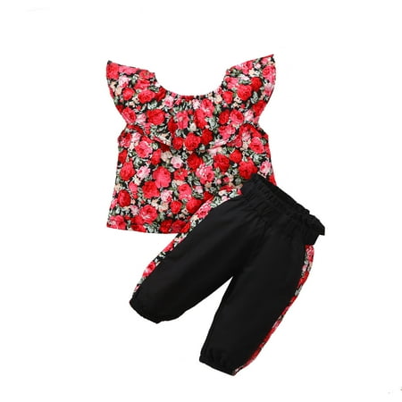 Toddler Kids Baby Girls Floral Print Fly Sleeve Ruffled Tops Pants Outfits Set Streetwear Outfits For 9-12 Months
Toddler Kids Baby Girls Floral Print Fly Sleeve Ruffled Tops Pants Outfits Set Streetwear Outfits For 9-12 Months