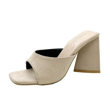 Fashion Women s Casual Shoes Breathable Thick-soled Chunky High Heels Sandals Flock Beige slipper for Women
Fashion Women s Casual Shoes Breathable Thick-soled Chunky High Heels Sandals Flock Beige slipper for Women