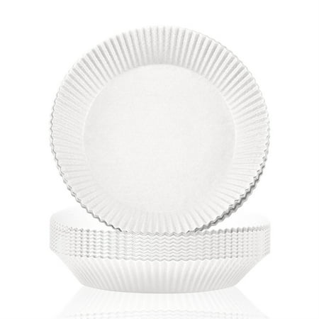 wrea 50 Pcs Air Fryer Liner Parchment Paper Heat-resistant Round-shaped Baking Oil Absorption for Roasting Barbecue Camping
