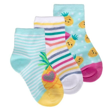 Stride Rite Kids Unisex Pineapple Quarter Socks (3-Pack)