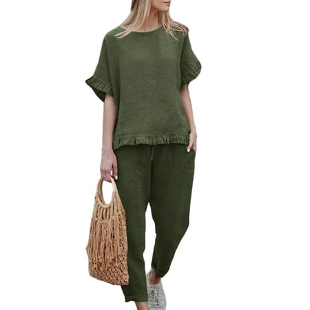 Bomotoo Ladies 2 Piece Outfits Loungwear Elastic Waist Ruffled Pajamas Suits Sleep Casual Solid Color Lounge Sets
Bomotoo Ladies 2 Piece Outfits Loungwear Elastic Waist Ruffled Pajamas Suits Sleep Casual Solid Color Lounge Sets