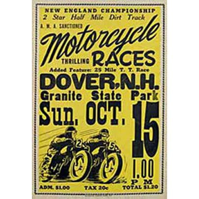 ArteHouse Fine Art Print "Dover, NH Motorcycle Races Ad", Archival Paper, 9" x 12"