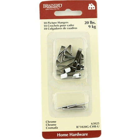20 Pound Picture Hanging Hooks With Nails -10 Pack B71020G-CHR-U