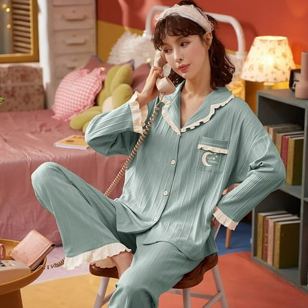 CoCopeaunt Spring and autumn pajamas female cardigan home wear set cotton lapel jacquard cartoon casual pajamas set sleepwear
CoCopeaunt Spring and autumn pajamas female cardigan home wear set cotton lapel jacquard cartoon casual pajamas set sleepwear