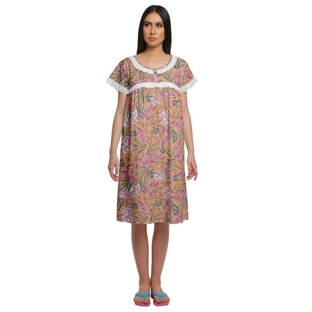 Moomaya Printed Short Sleeve Knee Length Nightdress Round Neck Sleepwear Gown
Moomaya Printed Short Sleeve Knee Length Nightdress Round Neck Sleepwear Gown