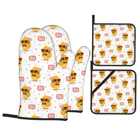 Oven Mitts and Pot Holders Sets 4 pcs - Cute Duck Heat Resistant Silicone Oven Gloves with Non-Slip Silicone Surface and hot pads for kitchen Baking Cooking BBQ
Oven Mitts and Pot Holders Sets 4 pcs - Cute Duck Heat Resistant Silicone Oven Gloves with Non-Slip Silicone Surface and hot pads for kitchen Baking Cooking BBQ