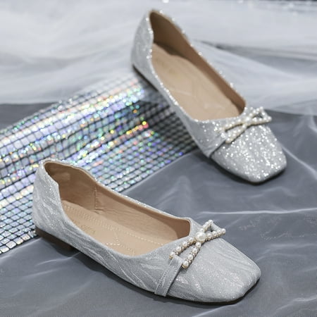 Women‘s Faux Pearl Flat Shoes Square Toe Slip-on Bow Tie Decor Casual Shoes Women‘s Comfy Footwear
Women‘s Faux Pearl Flat Shoes Square Toe Slip-on Bow Tie Decor Casual Shoes Women‘s Comfy Footwear