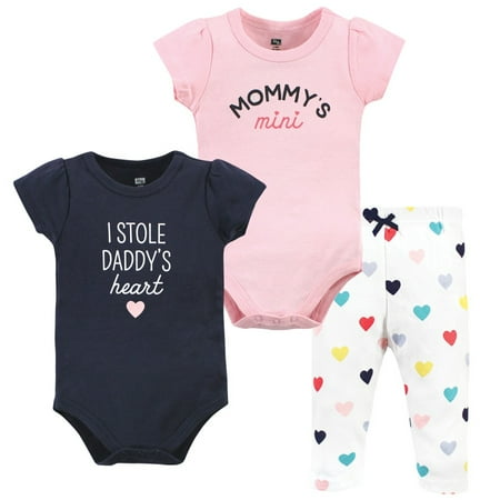 Hudson Baby Infant Boys Cotton Bodysuit and Pant Set Bold Mom Dad 0-3 Months