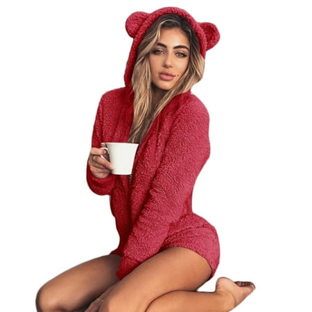 Women Girls Plush Pajama Suit Hooded Sleepwear Romper Jumpsuit Ears Bear
Women Girls Plush Pajama Suit Hooded Sleepwear Romper Jumpsuit Ears Bear