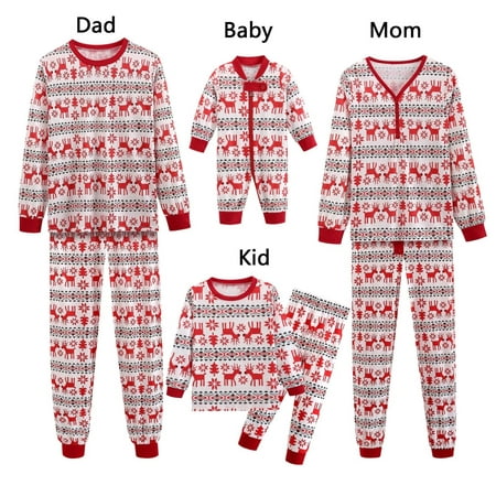 

YYDGH Matching Christmas Family Pajamas Sets Xmas Elk Reindeer Snowflake Print Pjs Long Sleeve Tops and Bottom Holiday Sleepwear