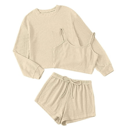 Women Pajama Pullover Casual Round Neck Long Sleeve 3PCS Loose Shorts Set Sleepwear Chemise Lingeries Loungewear Ladies Nightwear
Women Pajama Pullover Casual Round Neck Long Sleeve 3PCS Loose Shorts Set Sleepwear Chemise Lingeries Loungewear Ladies Nightwear