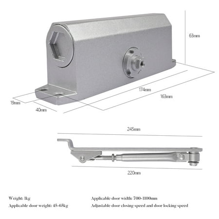 Adjustable Commercial Door Closer Heavy Duty Hydraulic Automatic Close 99-187Lbs