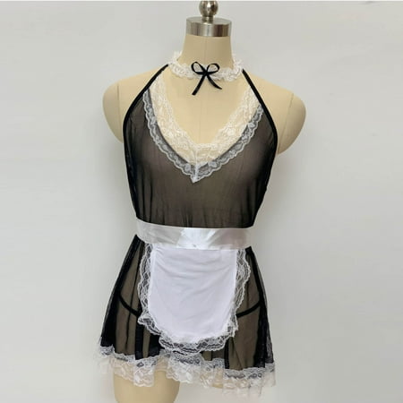 Cathalem Vintage Japanese Panties Play Lingerie Cute Servant Women Dress Animal Print for Women Lingerie Underwear Black Small 
Cathalem Vintage Japanese Panties Play Lingerie Cute Servant Women Dress Animal Print for Women Lingerie Underwear Black Small