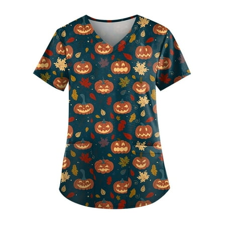 DENGDENG Scrubs for Women Halloween Pumpkin Printed Clothes Workwear Patterned Short Sleeve Nurse Uniform Fun V Neck with Pockets Scrub Tops Stretchy Fall Plus Size Shirt Dark Green 3XL
DENGDENG Scrubs for Women Halloween Pumpkin Printed Clothes Workwear Patterned Short Sleeve Nurse Uniform Fun V Neck with Pockets Scrub Tops Stretchy Fall Plus Size Shirt Dark Green 3XL