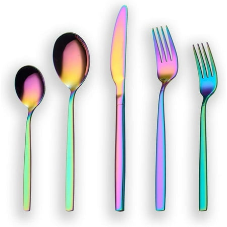 20-Pieces Rainbow Stainless Steel Flatware set Sliverware Cutlery Set Service for 4 Mirror Polished