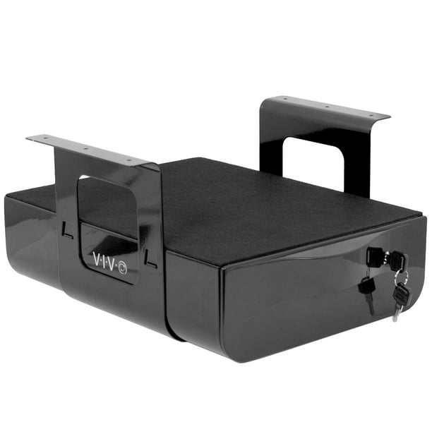 VIVO Black Lockable 15” Under Desk Sliding Pull-out Drawer | Storage Organizer for Sit Stand Workstations (DESK-AC07LB)