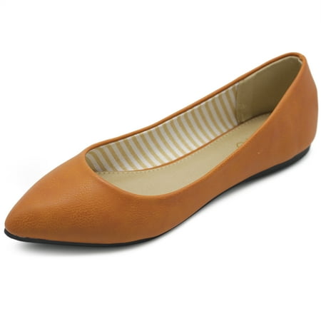 Ollio Women s Shoes Faux Leather Ballets Comfort Basic Light Flats M1040