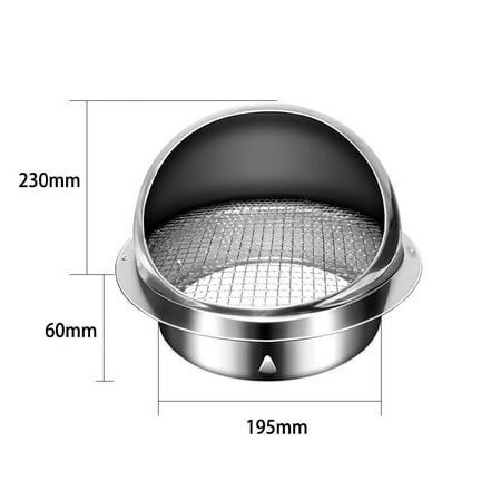 Stainless Steel Round Brushed Bull Nosed External Extractor Wall Vent Outlet