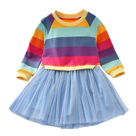 nsendm Holiday Party Tulle Dress Girls Party Dresses Splice Princess Outfits Baby Kid Striped Rainbow Long Girl Dress Light Blue 5-6 Years
nsendm Holiday Party Tulle Dress Girls Party Dresses Splice Princess Outfits Baby Kid Striped Rainbow Long Girl Dress Light Blue 5-6 Years