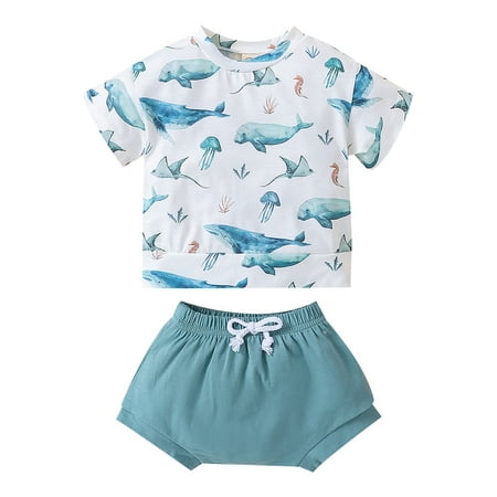 Nokpsedcb Toddler Baby Boys Summer 2Pcs Outfit Sets Short Sleeve Shark Print T-shirt + PP Shorts with Drawstring Blue 12-18 Months
Nokpsedcb Toddler Baby Boys Summer 2Pcs Outfit Sets Short Sleeve Shark Print T-shirt + PP Shorts with Drawstring Blue 12-18 Months
