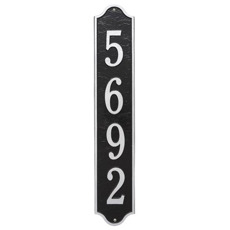 Admiral Vertical Estate Address Wall Plaque in Black and Silver