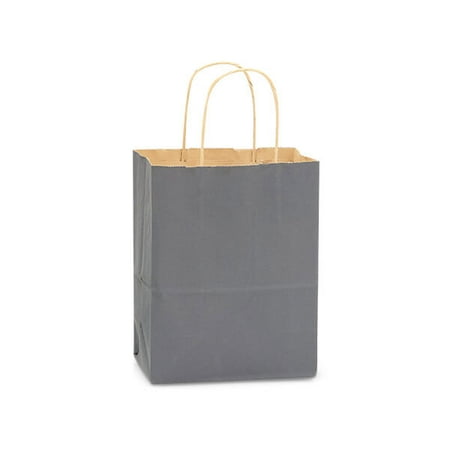 Charcoal Gray Recycled Kraft Bags Cub 8x4.75x10.5 25 Pack