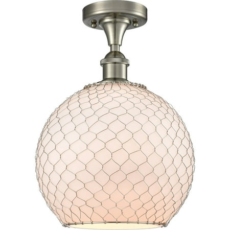 Brushed Satin Nickel Tone Semi Flush 10 Wide White with Nickel Chicken Wire Glass Steel/Cast Brass Medium Base 1 Light Fixture
Brushed Satin Nickel Tone Semi Flush 10 Wide White with Nickel Chicken Wire Glass Steel/Cast Brass Medium Base 1 Light Fixture