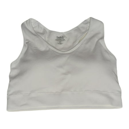 Anybody Sz 1X Rib Knit Seamless Cozy Lounge Bralette White A393149 Plus Size