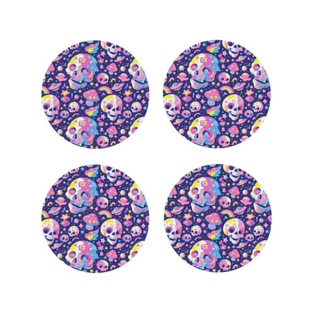 Junzan Skull colorful mushroom Print Coasters for Drinks - Leather Coasters Set of 4 for Coffee Table for Housewarming/Kitchen/Bar/Decor-Round Shape
Junzan Skull colorful mushroom Print Coasters for Drinks - Leather Coasters Set of 4 for Coffee Table for Housewarming/Kitchen/Bar/Decor-Round Shape