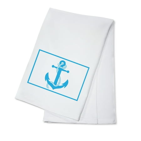 Aqua and White Anchor (100% Cotton Tea Towel Decorative Hand Towel Kitchen and Home)