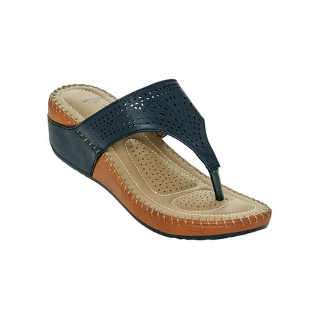 AmeriMark Women s Adult Kylie Sandals Faux Leather Casual Thong Low Wedge Heel Navy 9 Medium US Women
AmeriMark Women s Adult Kylie Sandals Faux Leather Casual Thong Low Wedge Heel Navy 9 Medium US Women
