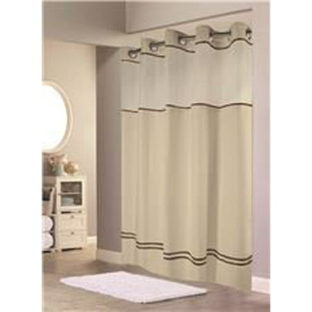 Hookless Escape Shower Curtain With Snap In Liner Sand Brown Stripe 71 X 74 12 Per C