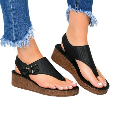 huanledash 1 Pair Adjusting Buckle Beach Sandals Non-Slip Faux Leather Wedge Platform Women Sandals Walking Shoes
huanledash 1 Pair Adjusting Buckle Beach Sandals Non-Slip Faux Leather Wedge Platform Women Sandals Walking Shoes