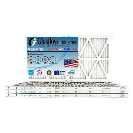 Glasfloss 16x30x1 - MERV 10 -Qty:4 - Furnace Air Filter - Made in USA (Actual Size: 15.5 x 29.5x7/8 inch)
Glasfloss 16x30x1 - MERV 10 -Qty:4 - Furnace Air Filter - Made in USA (Actual Size: 15.5 x 29.5x7/8 inch)